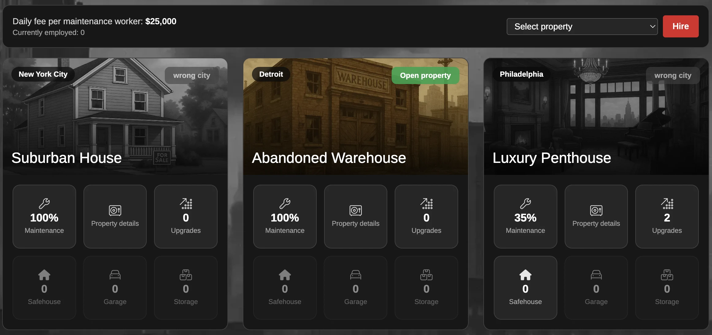 Properties Screen